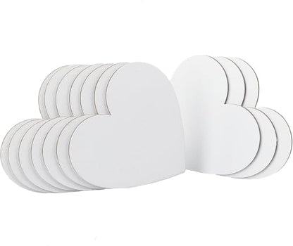 NBEADS 12 Pcs Heart Painting Canvas Panels, 5.9inch Blank Canvas Drawing Boards for Oil & Acrylic Painting Students Artist Hobby Painters and Beginners, 15x15cm - size: L.W: 6"×6"/Thi: 0.1"-Heart