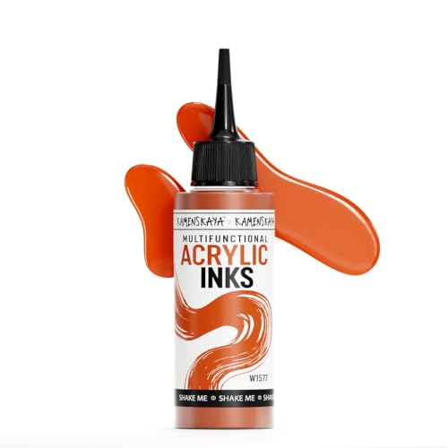 Acrylic Inks for Artists - Bright Orange Acrylic Ink, 3.38 Fl Oz (100 ml) | Highly Concentrated, Multifunctional Liquid Acrylic Paint - color: Bright Orange