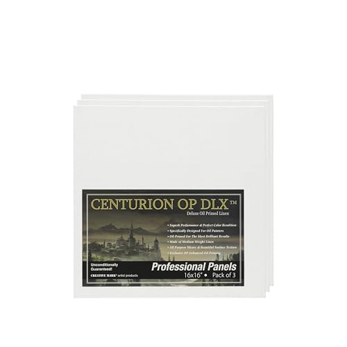 Centurion Deluxe Professional Oil Primed Linen Canvas Panels - 16"x16" - 3 Pack of Linen Canvases for Painting, Artwork and More - size: 16"x16"