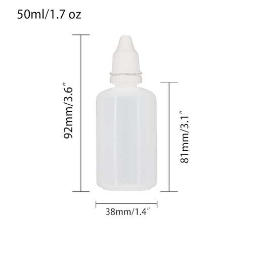 12 Pcs Dropper Bottles, 50ml/1.7 oz Empty Squeezable Small Mouth Dropper Bottle, Liquid Dropper Bottle with White Cap - color: White Cap