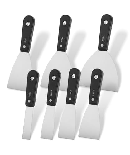Bates- Putty Knife Set, 7 Pack, Carbon Steel, 1", 1.5", 2", 2.5", 3", 4", 5", Putty Knives, Drywall Knife Set, Putty Knife Scraper Tool, Spackle Knife Set, Paint Scraper Tool, Drywall Knifes Set - color: Black, size: 1", 1.5", 2", 2.5", 3", 4", 5"
