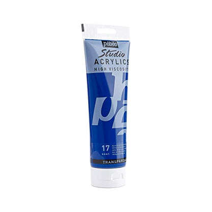 PEBEO Studio Acrylics High Viscosity, Fine Acrylic, 250 ml - Phthalocyanine Blue,169-017 - color: Phthalocyanine Blue