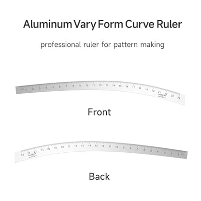 KEARING 24" Aviation Aluminum Hip Curve Ruler for Pattern Making Sewing | Heavy-duty aviation aluminum 24" curve ruler with dual-sided scales for left & right hand. Smooth pattern making tool - style: 6324A