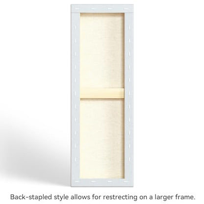 PHOENIX 8x24 Inch 3 Pack Gallery Canvas -1.5 in Thick Long Skinny Canvases for Painting - Deep Edge 100% Cotton 11 Oz. Gesso Primed White Blank Professional Canvas Oil & Acrylic Paints - size: 8"x24", style: Gallery