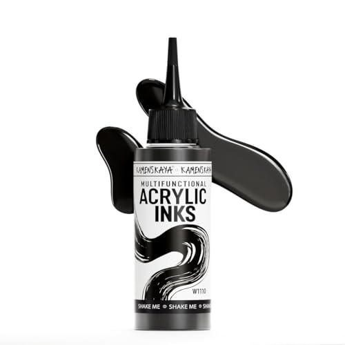 KAMENSKAYA Acrylic Inks for Artists - Black Acrylic Ink, 3.38 Fl Oz (100 ml) - color: Black