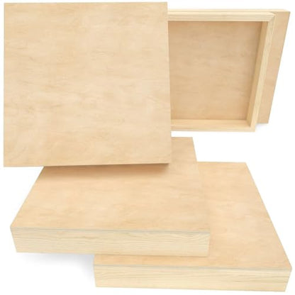 ARTEZA Wood Canvas Boards, 10 x 10 Inches, Pack of 5, Birch Wood, Wooden Panels for Acrylic and Oil Painting, Wood Burning, Crafting - size: 10x10 Inch