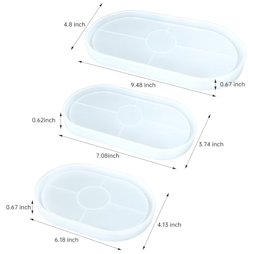 3 Pcs Oval Thickened Silicone Resin Tray Molds for DIY Trinket Storage | Durable Silicone Coaster Mold for epoxy resin, jewelry ring trinket storage, soap tray Perfect for home decoration,DIY crafts - color: Oval Coaster Tray
