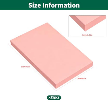 Yauhar 15Pcs 4" x 6" Linocut Carving Kit for Beginner, Pink Rubber Linoleum Printing Blocks, Hobby Crafting Kits Birthday Gift for Printmaking, Stamp Making, and DIY Art Projects