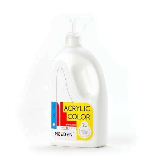 MEEDEN Titanium White Acrylic Paint: Extra-Large 2L /67 oz White Liquid Paint - Perfect for Acrylic Poured Paintings, Studio, School, Wall Painting & Party - color: White
