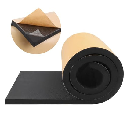 FONUNO Neoprene Foam Padding with Adhesive Closed Cell Foam, Black | Self Adhesive Foam Sheets Neoprene Foam Roll Padding for Gaskets Liner Crafts DIY, 12" Wide x 118" Long x 3/4" Thick - color: Black, size: 12" Wide x 118" Long x 3/4" Thick