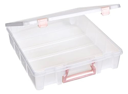 ArtBin Essentials 12 x 12 One-Compartment Craft Box, Clear | One Open Compartment, 15.25 x 14 x 3.5 Inches, Secure Latches, Stackable, Durable Polypropylene - color: Rose Gold
