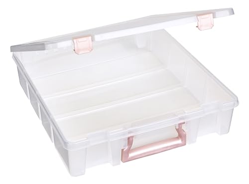 ArtBin Essentials 12 x 12 One-Compartment Craft Box, Clear | One Open Compartment, 15.25 x 14 x 3.5 Inches, Secure Latches, Stackable, Durable Polypropylene - color: Rose Gold