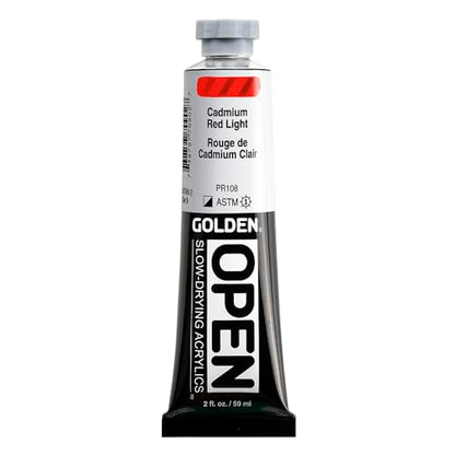 GOLDEN OPEN Slow-Drying Acrylics, Cadmium Red Light, 2 fl. oz. Tube - color: Cadmium Red Light, size: 2 Fl Oz (Pack of 1)