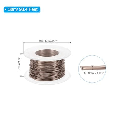 PATIKIL 20 Gauge 0.8mm Aluminum Craft Wire, 98.4Ft Metal Wire Armature Bendable Wire for Jewelry Making Metal Wrap DIY, Brown - color: Brown, size: 0.8 mm x 30 m