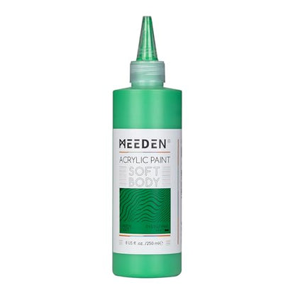 MEEDEN Green Light Acrylic Paint: Matte Finish 250ml/8.45oz Soft Body | Bulk Acrylic Colors in Ergonomic Bottle - Fluid Flow Art Paints for Artists Canvas Painting - color: Green Light