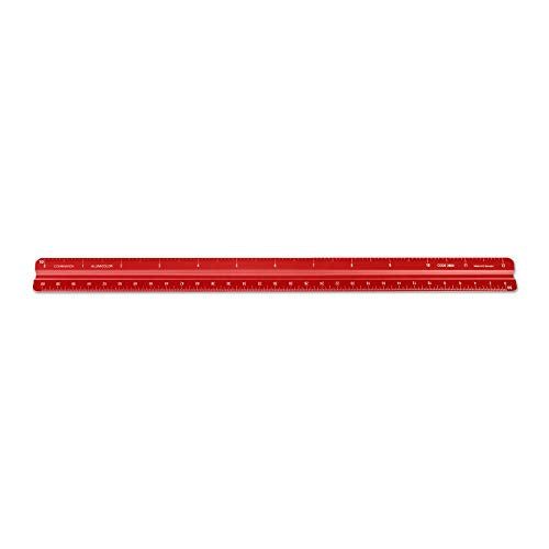 Alumicolor Aluminum Combination Solid Drafting Scale, 12IN, Red - color: Red, size: 12 Inch, style: Combination