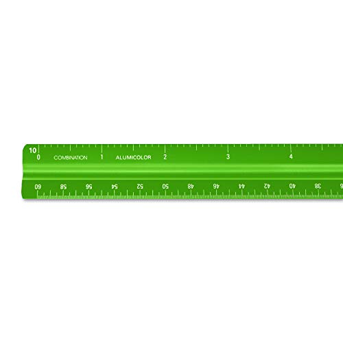 Alumicolor Aluminum Combination Solid Drafting Scale, 12IN, Green - color: Green, size: 12 Inch, style: Combination