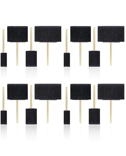 16 PCS 4 Sizes Foam Paint Brushes, Sponge Paint Brush for Painting with Wood Handle for Varnishes Staining DIY Crafting