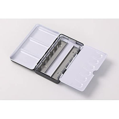 Jinberry Metal Watercolor Tin with Fold-Out Mixing Palette, Multi-Functional Empty Watercolor Palette with Pans Paint Tray Palette for Plein Air, Watercolor, Acrylic and Oil Painting - style: S 14 half pans