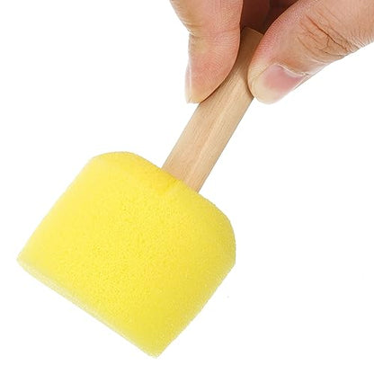 PATIKIL 1.5" Paint Sponges, 40 Pack Round Foam Brush With Wooden Handle for Crafts Arts, Yellow - size: 1 Count (Pack of 40)