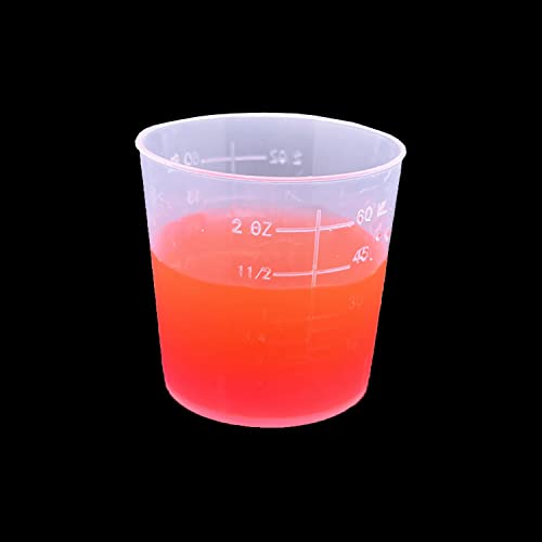 30 Pcs Plastic Graduated Cups, 60ml/2oz Clear Scale Cups | Transparent Experiment Measuring Cup with 50 Pcs Wooden Stirring Sticks for Epoxy, Resin, Stain, Mixing Paint - size: 60 milliliters