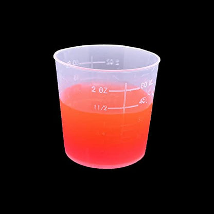 30 Pcs Plastic Graduated Cups, 60ml/2oz Clear Scale Cups | Transparent Experiment Measuring Cup with 50 Pcs Wooden Stirring Sticks for Epoxy, Resin, Stain, Mixing Paint - size: 60 milliliters