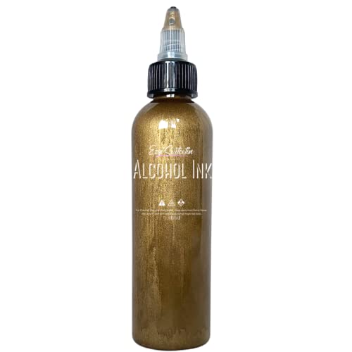 Premium Alcohol Ink|Metallic or Glitter Vibrant|High Saturated Unique Colors|4oz|for Tumblers,Coasters,Resin Dye,Alcohol Ink Paper,Yupo,Resin Petri Dish|by Ezgi Sertcetin (Metallic Bronze) - color: Metallic Bronze
