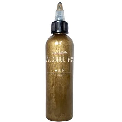 Premium Alcohol Ink|Metallic or Glitter Vibrant|High Saturated Unique Colors|4oz|for Tumblers,Coasters,Resin Dye,Alcohol Ink Paper,Yupo,Resin Petri Dish|by Ezgi Sertcetin (Metallic Bronze) - color: Metallic Bronze