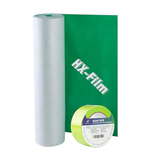 39" x 100' Heavy-Duty Floor Protection | Construction Grade Carpet Protector | Drop Cloth Plastic Film for Hardwood Floors | Waterproof Painters Covering with No Residue (Green) - color: Green, size: 39" x 100'