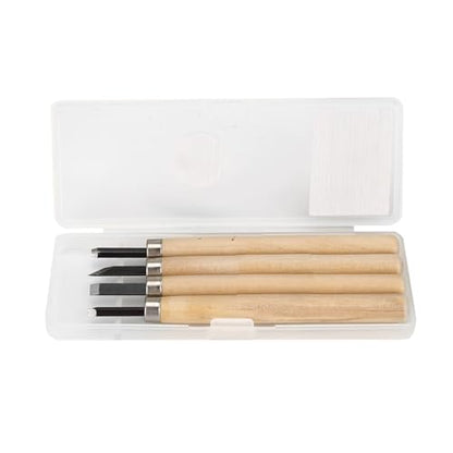 4-Piece Wood Carving Knife Set for Rubber Stamps, #1 | Steel Blades, Smooth Wooden Handles, Model 1 Sizes, 1.5 Mm Flat Round Corner, 2 Mm Oblique, Craft Projects - size: #3