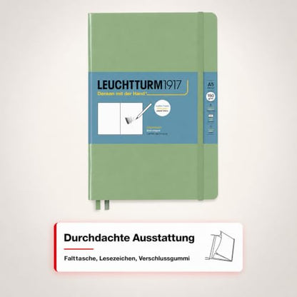Leuchtturm1917 - Medium A5 Hardcover Sketchbook (Sage) - 112 Pages of 150g/m² Paper - color: Sage, size: Medium (A5)