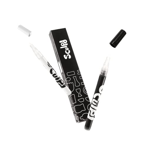 Sculpd Acrylic Paint Pens Set, Premium Fine Tips for Painting Pottery, Wood, Cardboard, Paper, Glass & Most Other Surfaces, Black and White Fine Tip Paint Pens for Arts & Crafts | Premium fine-tip paint pens for pottery, wood, cardboard, paper, glass and