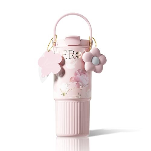 26 oz Insulated Stainless Steel Tumbler with Straw & Handle Pink - color: Pink