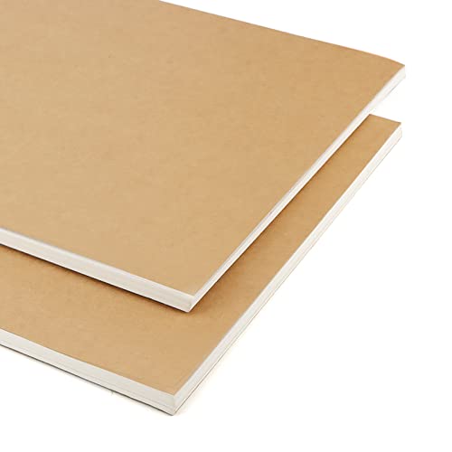SENJEOK 2 PCS A3 Spiral Bound Drawing Pad, 11.7 x 16.5 Inch Brown Cover Sketchbook, A3 Landscape Sketch Pad for Painting, Doodling, 30 Sheets 60 Pages (Pack of 2) - size: A3 (Pack of 2)