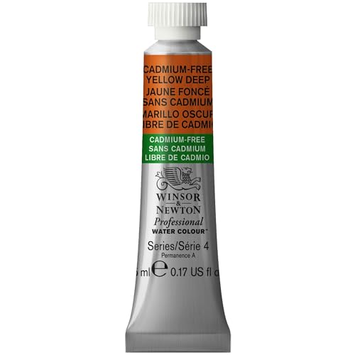 Winsor & Newton Professional Watercolor, 5ml Tube, Cadmium-Free Yellow Deep | Unrivalled Transparency, Single Pigment Vibrant Colors, Archival Permanence, Heritage Watercolors, Finest Pigments - color: Cadmium-free Yellow Deep, style: 0.17-oz Tube
