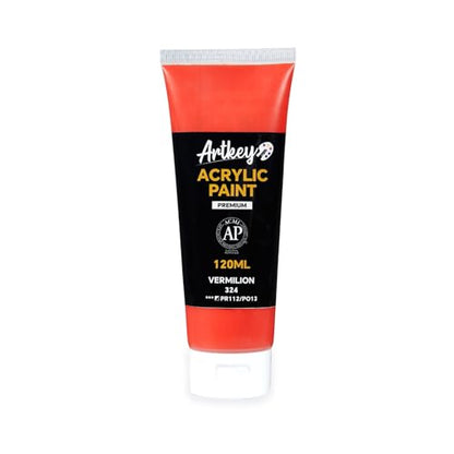 Artkey Acrylic Paint - Vermilion (120 ml/4.06 oz) Tubes, Rich & Vibrant Pigments, Professional Artists Acrylic Paints - Art Supplies for Canvas Wood Rock Clay Fabric Ceramics Art Crafts Painting - color: Vermilion, size: 4.06 Fl Oz (Pack of 1)