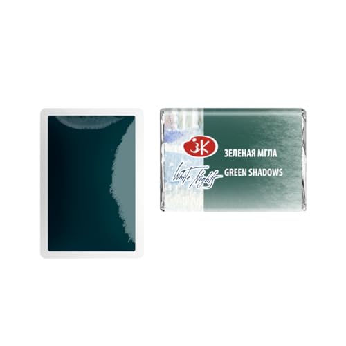 White Nights Extra Fine Artists Grade Professional Granulated Watercolor 2.5 ml Full Pan By Nevskaya Palitra (Green Shadows) - color: Green Shadows