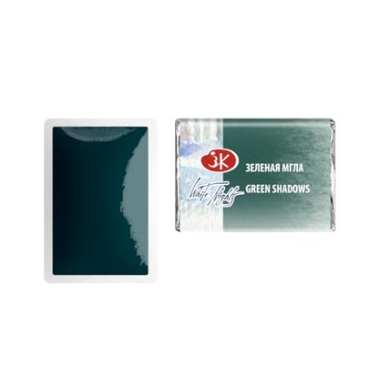 White Nights Extra Fine Artists Grade Professional Granulated Watercolor 2.5 ml Full Pan By Nevskaya Palitra (Green Shadows) - color: Green Shadows