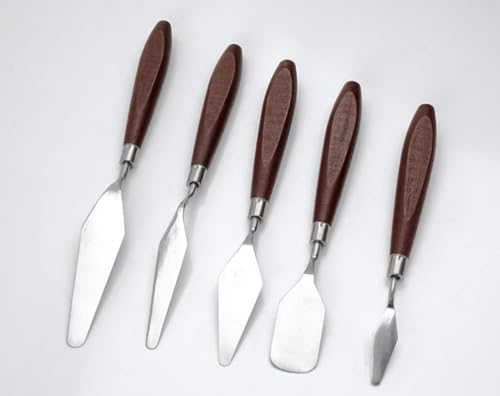 5 Pieces Painting Knives Stainless Steel Spatula Palette Knife Oil Painting Accessories Color Mixing Set for Oil, Canvas, Acrylic Painting-Lightwish