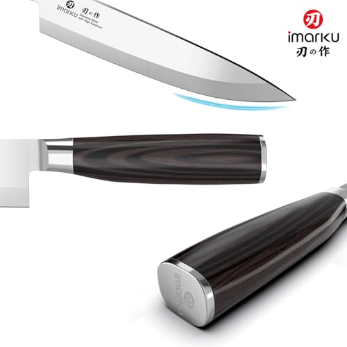 imarku 8 Inch Japanese Chef Knife,Single-Bevel Edge HC Steel Kitchen Knife | HC Steel Ultra-Sharp Vegetable Knife,For Right and Big Hands Pro Cooking Knife,Ergonomic Pakkawood Handle,Gift for Men - color: Classic Black
