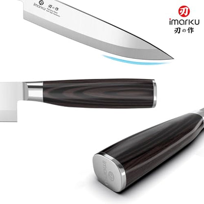 imarku 8 Inch Japanese Chef Knife,Single-Bevel Edge HC Steel Kitchen Knife | HC Steel Ultra-Sharp Vegetable Knife,For Right and Big Hands Pro Cooking Knife,Ergonomic Pakkawood Handle,Gift for Men - color: Classic Black