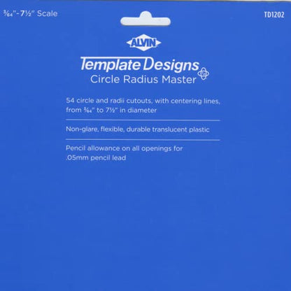ALVIN Circle Radius Master Template TD1202, Template for Artists, Architects, Design and Drafting, 3/64th" to 7.5" scale - style: Circle Radius Master
