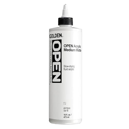 GOLDEN OPEN Acrylic Medium (Matte), 16 fl. oz. Bottle | Artist grade slow drying acrylic medium. - size: 16 Fl Oz (Pack of 1)
