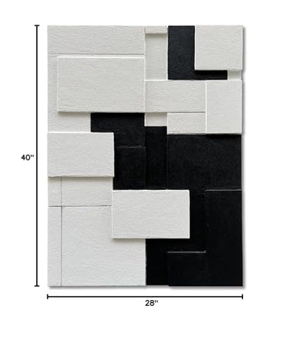 Art 40x28 inches Hand-Painted Modern Minimalist Black and White Abstract Art Oil Painting Canvas Wall Deco Art Painting - color: Yi105