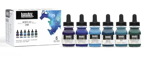 Liquitex Professional Acrylic Ink, 1-oz, Aqua Color Set, Set of 6 - color: Aqua - Set of 6