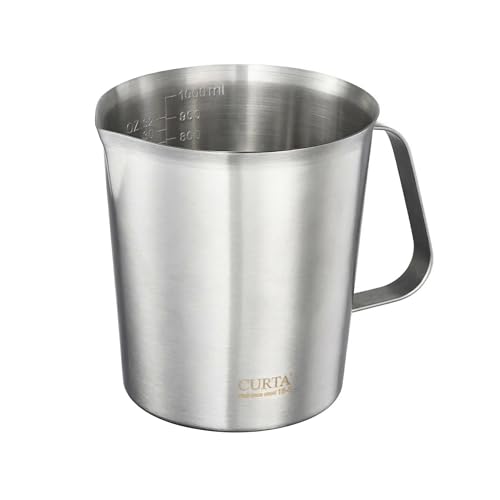 18/8 Stainless Steel Measuring Cup with Handle and Pour Spout, Commercial Kitchen Food Prep Pitcher for Restaurant, Bakery, Cooking and Ingredient Measuring, 32 OZ (4 Cup, 1000 ML) - color: Flat Handle, size: 32 OZ (4 Cup, 1000 ML)