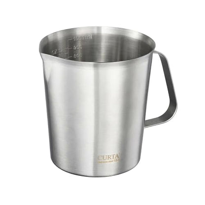 18/8 Stainless Steel Measuring Cup with Handle and Pour Spout, Commercial Kitchen Food Prep Pitcher for Restaurant, Bakery, Cooking and Ingredient Measuring, 32 OZ (4 Cup, 1000 ML) - color: Flat Handle, size: 32 OZ (4 Cup, 1000 ML)