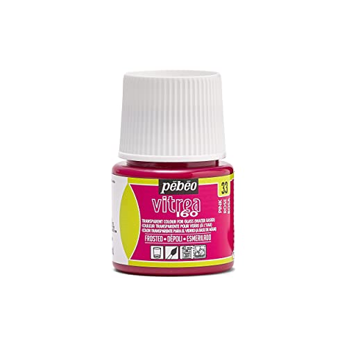 Pebeo Vitrea 160 Glass Paint - Water-Based Transparent High-Gloss Color Paints For Glass, Non-Toxic & Heat Safe, 45 ml Bottle, Pink - color: Rosa