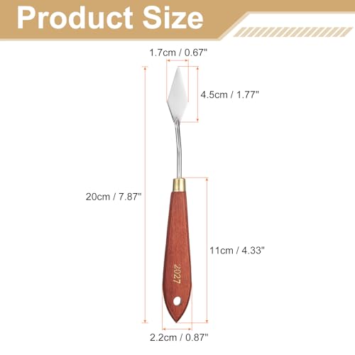 HARFINGTON Palette Knife Painting Tool 1.77" x 0.67" Stainless Steel Teardrop Blade 7.87" Length Spatula Painting Pallet Knives with Hole Beech Wood Handle for Oil Acrylic Canvas, Red/Silver - size: 7.87" x 0.67" x 1.77"