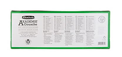 Schmincke - AKADEMIE® Gouache, 10 x 2,03 fl oz / 60 ml tubes, 72 210 097, 10 tubes of fine gouache, cardboard set, intense colors, high lightfastness - size: 20.3 Fl Oz (Pack of 1)